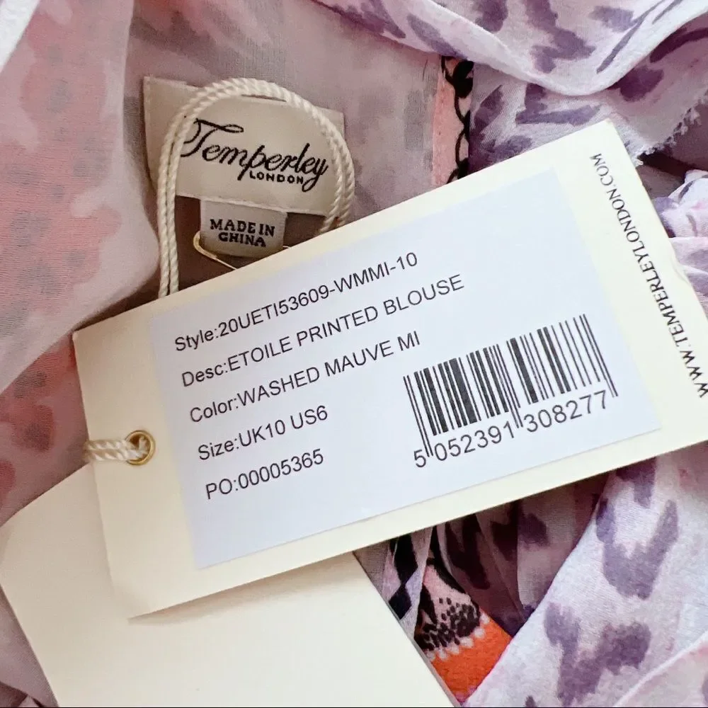 Temperley London 100% silk Etoile Printed Blouse size US6(UK10) - Picture 12 of 12